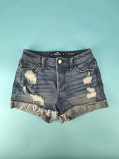 Pantaloncini jeans Hollister High Rise Mom taglia 26/Jr 3 vintage elasticizzati bottoni
