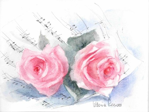 Rose rosa con - , spartito