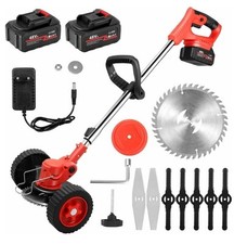 TAGLIAERBA ELETTRICO DECESPUGLIATORE 48V CON RUOTE TAGLIABORDI DOPPIA 2 BATTERIA