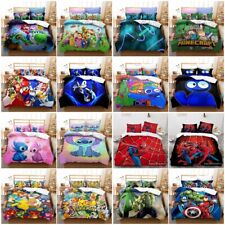 Set Lenzuola Personaggi 3D Trapuntino Copripiumino con Federa Singolo Matrimoniale Que