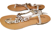 SCARPE donna  sandali butterfly  - con pietre strass - vero cuoio - n 40