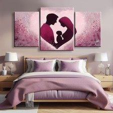 QUADRI MODERNI CAPEZZALE FAMIGLIA ROSA LILLA ARREDO CAMERA DA LETTO MODERNA