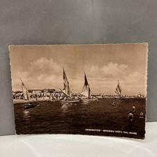 CARTOLINA BIANCO E NERO CESENATICO - SPIAGGIA VISTA DAL MARE - COLORE ROSA