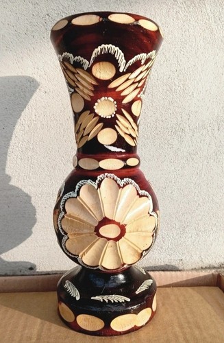 Vaso legno intagliato a - legno,