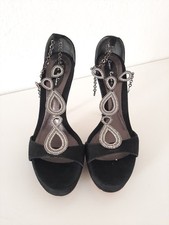 Scarpe sandali gioiello ROSSO RUBINO tg 39 100% pelle colore nero 