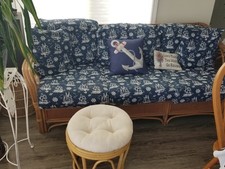 Rattan Couch W/ Ottoman 