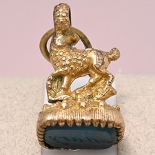 Antico Ciondolo Vittoriano "Maria" Intaglio Sigillo Pasta Vetro Cervo Cerbiatto