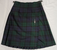 James Pringle Scotland kilt donna blu verde lana fibbia plissettata con spilla Claymore