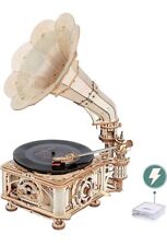 DECORAZIONE PER VETRINE ATTIVITÀ COMMERCIALI GRAMMOFONO LEGNO "MONTATO" 