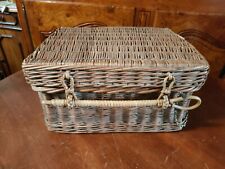 Valigia inglese Da Picnic cesto vimini intrecciato Vintage cm. 37 x 31 h 18