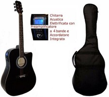 Chitarra Acustica Elettrificata Nera Elettroacustica da 41"  con regali ...