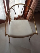 poltroncina ottone anni 80,seduta in vera pelle bianca ,usata pochissimo