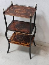 Tavolino 800 etagere stile Napoleone III legno intarsiato gueridon