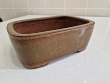 Vaso Giapponese per bonsai smaltato marrone rettangolare 25cm