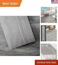 Peel and Stick Floor Tile Vinyl Wood Plank 36-Pack Light Grey Durable