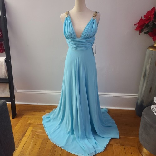 Abito sera chiffon blu - da,