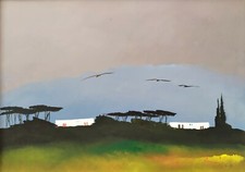 Tramonto italiano paesaggio urbano quadro moderno olio firmato