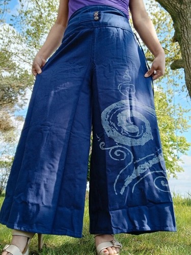 Pantaloni harem palazzo blu