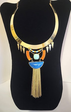 Collana blu e arancione boho