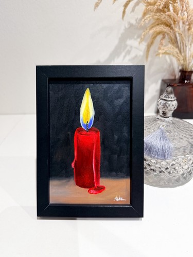 Candela rossa dipinto olio - rossa,