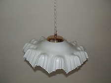 Lampadario sospensione ottone vetro opaline bianco completo di catena