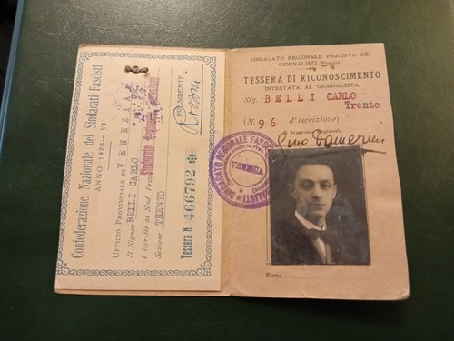 Tessera futurista carlo belli - carlo,