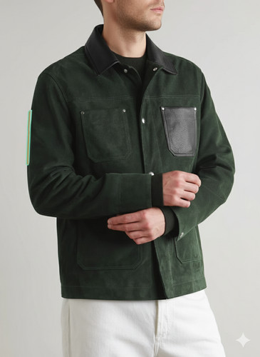 Giacca scamosciata verde moto