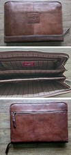 RAWLINGS 100% Leather Deluxe Rugged Portfolio Briefcase Baseball Brown Leather