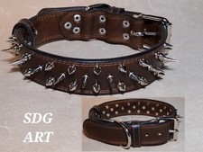 COLLARE CANE PER CANE CON BORCHIE IN PURO CUOIO  LARGHEZZA 4 CM SUPER RESISTENTE