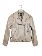 Giacca biker ecopelle beige marrone New Look taglia 12