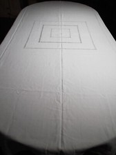 Grande Tovaglia di Lino Di 2m40 X 1m85 A Centro Tavola Traforato