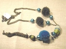COLLANA DONNA  LUNGA CON POM POM IN LANA - NECKLACE WITH POM POM