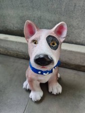 Statuina cane cucciolo Bull Terrier statua amante degli animali marrone chiaro collare alto 6"