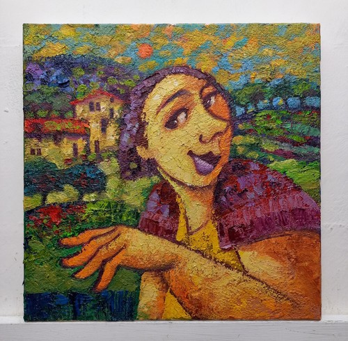 Figura paesaggio quadro - figura, olio