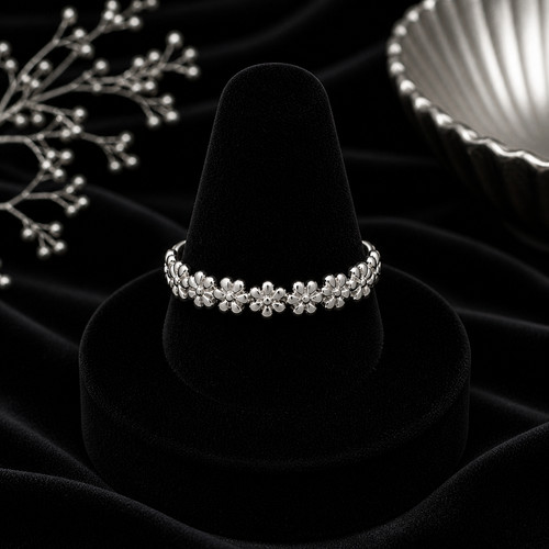 Fiore perline anello argento - anello,
