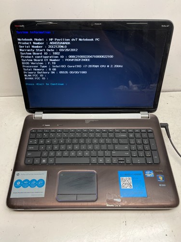 Pavilion dv7 6c95dx intel - hp,