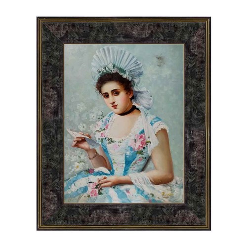 Quadro olio tavola dama - olio,