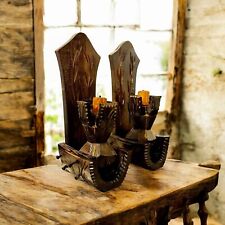 Antica coppia di appliques con candela in legno intagliato inizio 900
