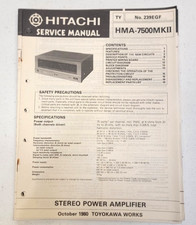 Hitachi HMA-7500 MK2 MKII Amplifier Service Manual *Original*