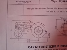 TRATTORE LESA SUPER TITANO 30 MOTORE SLANZI SCHEDA omologazione 1956 ORIGINALE 
