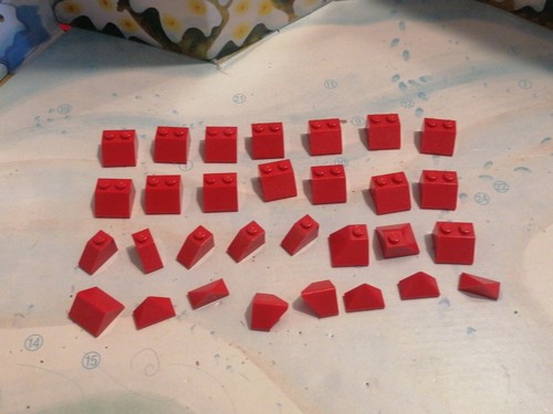 Lego red slope bricks ref - lego(x30),