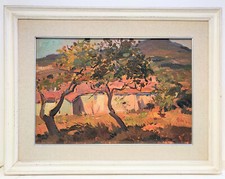 MASANIELLO LUSCHI - CAMPAGNA A CASTEL DEL PIANO GROSSETO - OLIO SU TAVOLETTA