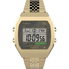 Orologio TIMEX T80 TW2V74300 Bracciale Acciaio Digitale Gold Dorato VINTAGE