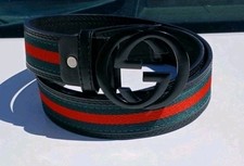 Cintura Uomo Gucci Con Logo Nero  In Tessuto 