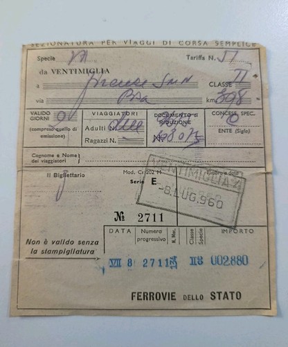 Biglietto ferrovie dello stato - ferrovie,