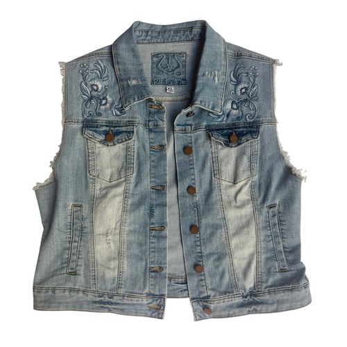Gilet denim ricamato odyn - denim,