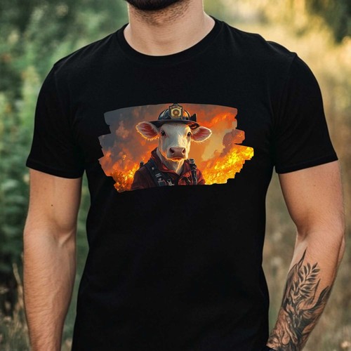 Shirt uomo mucca pompiere - mucca,