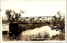 Vintage MI RPPC Postcard Antique Car Rifle River Train Bridge West Branch Omer