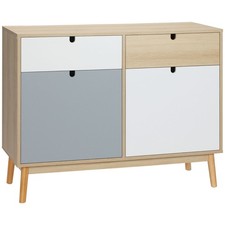 HOMCOM Mobile Multiuso Stile Nordico Armadietto 2 Ante e Cassetti 100x40x79.5cm