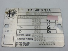 Targhetta telaio Alfa Romeo 155 V6 quadrifoglio 167A1 originale vintage VIN plat